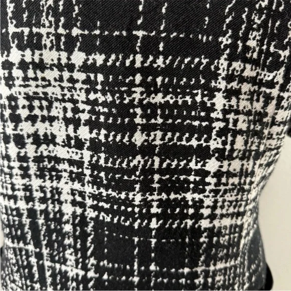 Banana Republic Black White Plaid Faux Leather Trim Short Sleeve Shift Dress 6 - Picture 3 of 8